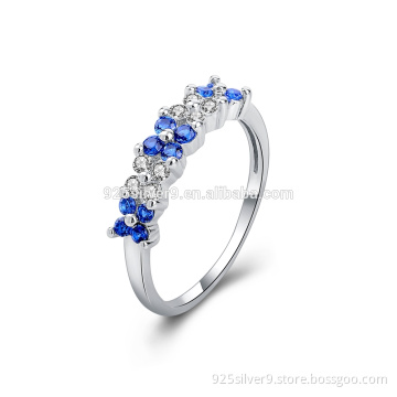 925 sterling silver ring with flower shape charms for charm bracelet
